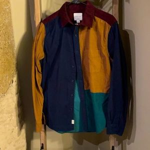 American Eagle multicolor corduroy button up